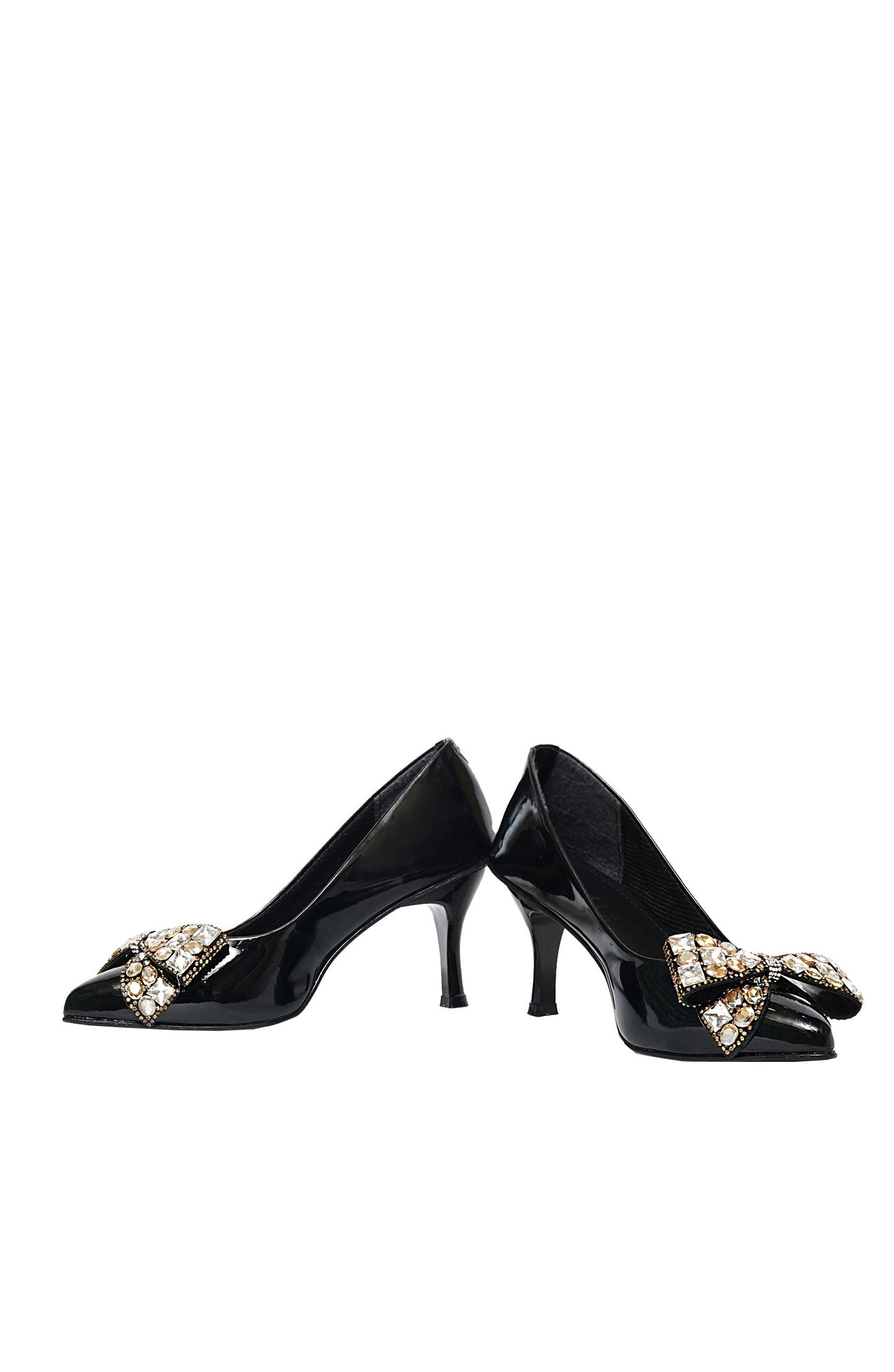 Black Fancy Court Shoes
