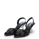 Emerald Black Embellished Slingback Heels with Transparent Block Heel