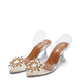 Cinderella Transparent Preego Court Shoes – Golden Elegance with Transparent Block Heels