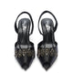 Emerald Black Embellished Slingback Heels with Transparent Block Heel
