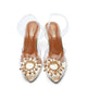 Cinderella Transparent Preego Court Shoes – Golden Elegance with Transparent Block Heels
