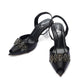 Emerald Black Embellished Slingback Heels with Transparent Block Heel