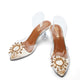 Cinderella Transparent Preego Court Shoes – Golden Elegance with Transparent Block Heels