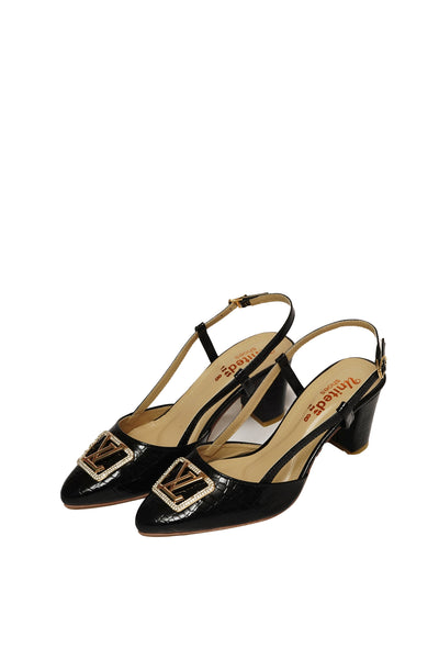 Black Fancy Open Court Shoes – Elegant, Stylish & Comfortable