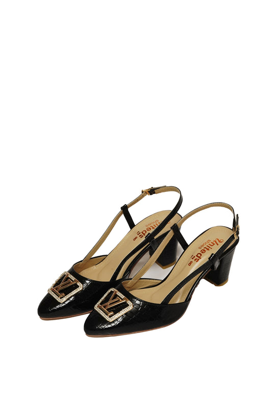 Black Fancy Open Court Shoes – Elegant, Stylish & Comfortable