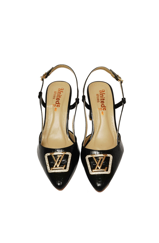 Black Fancy Open Court Shoes – Elegant, Stylish & Comfortable