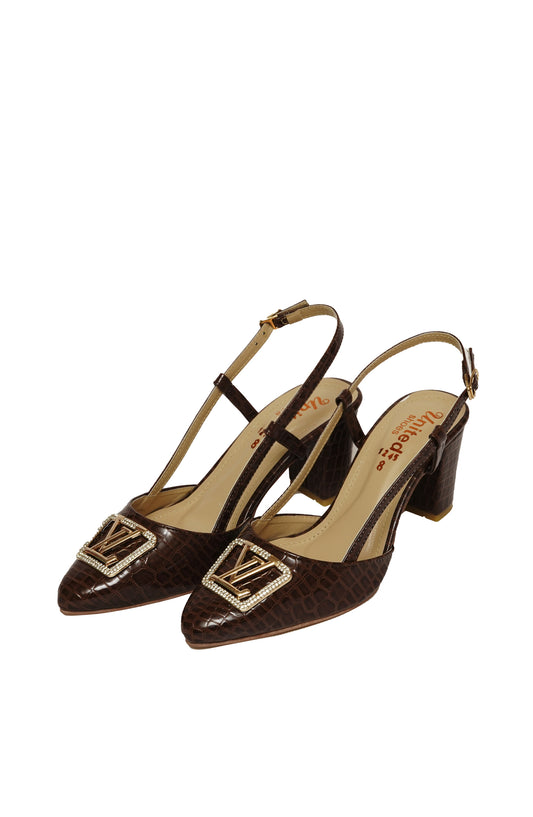 Brown Fancy Open Court Shoes