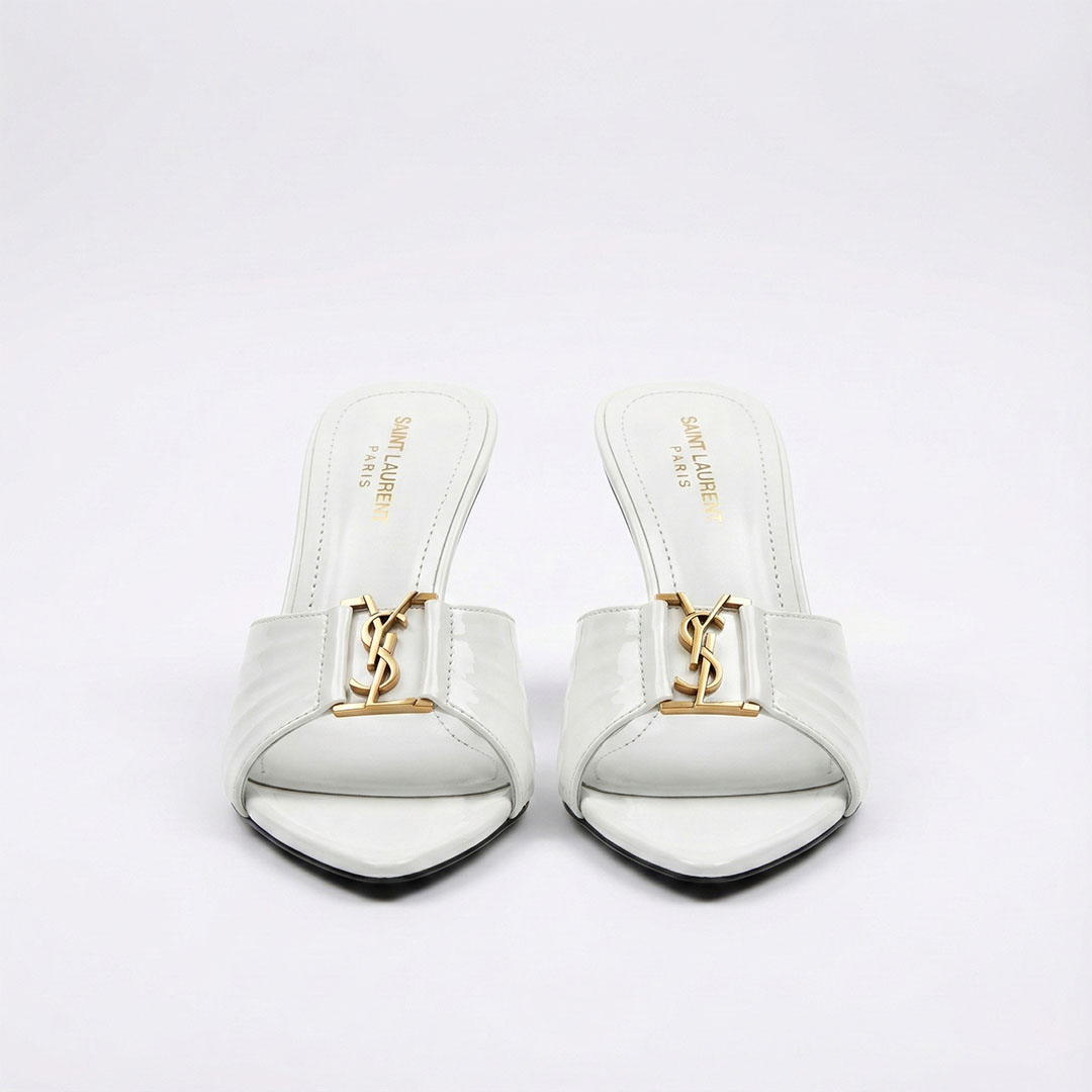 Iconic YSL Open Mules – White Edition