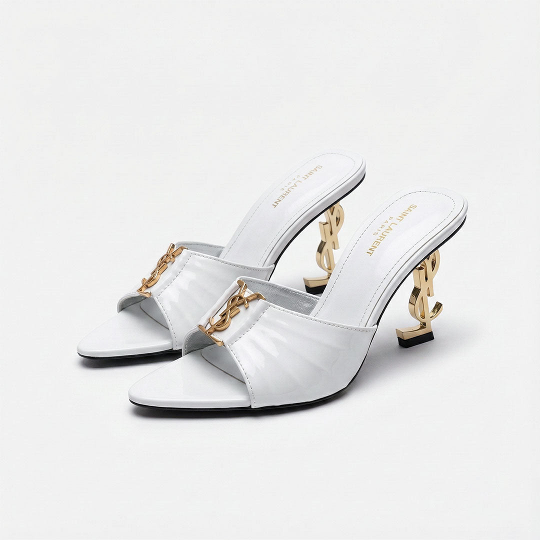 Iconic YSL Open Mules – White Edition