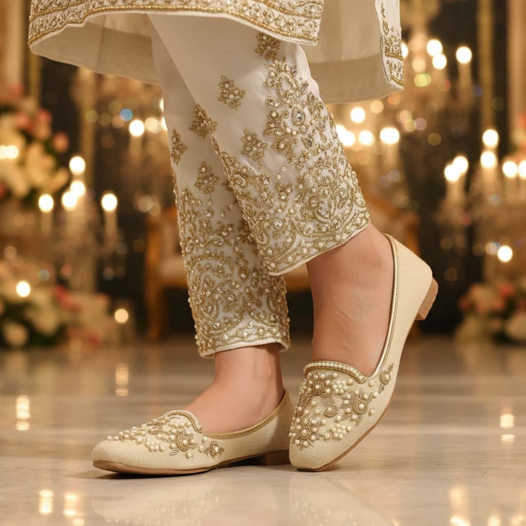 Amber Beaded Ethnic Pumps - Preego