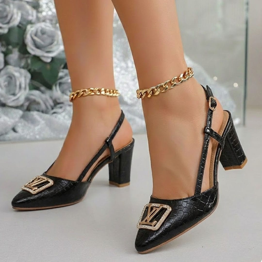 Black LV Buckle Sandals - Preego