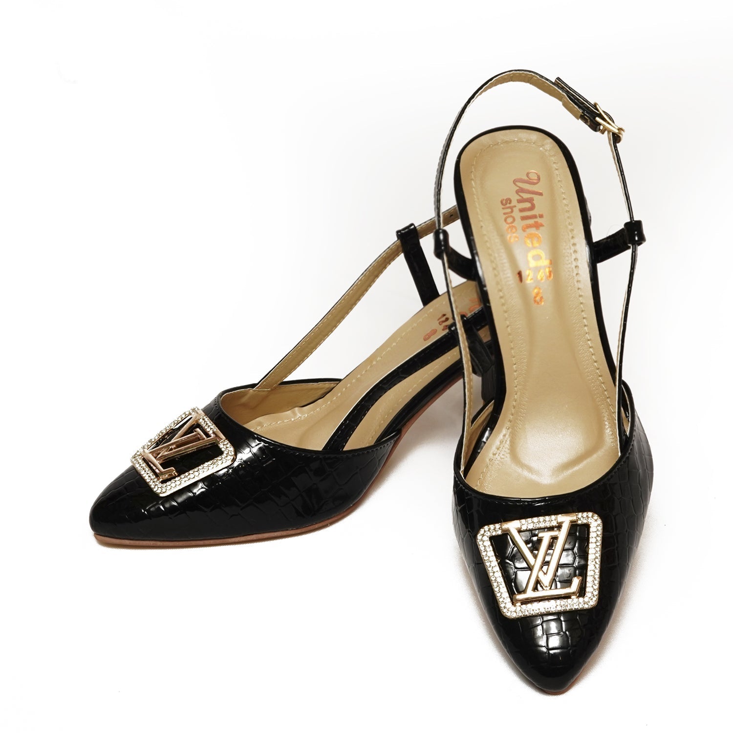 Black LV Buckle Sandals - Preego