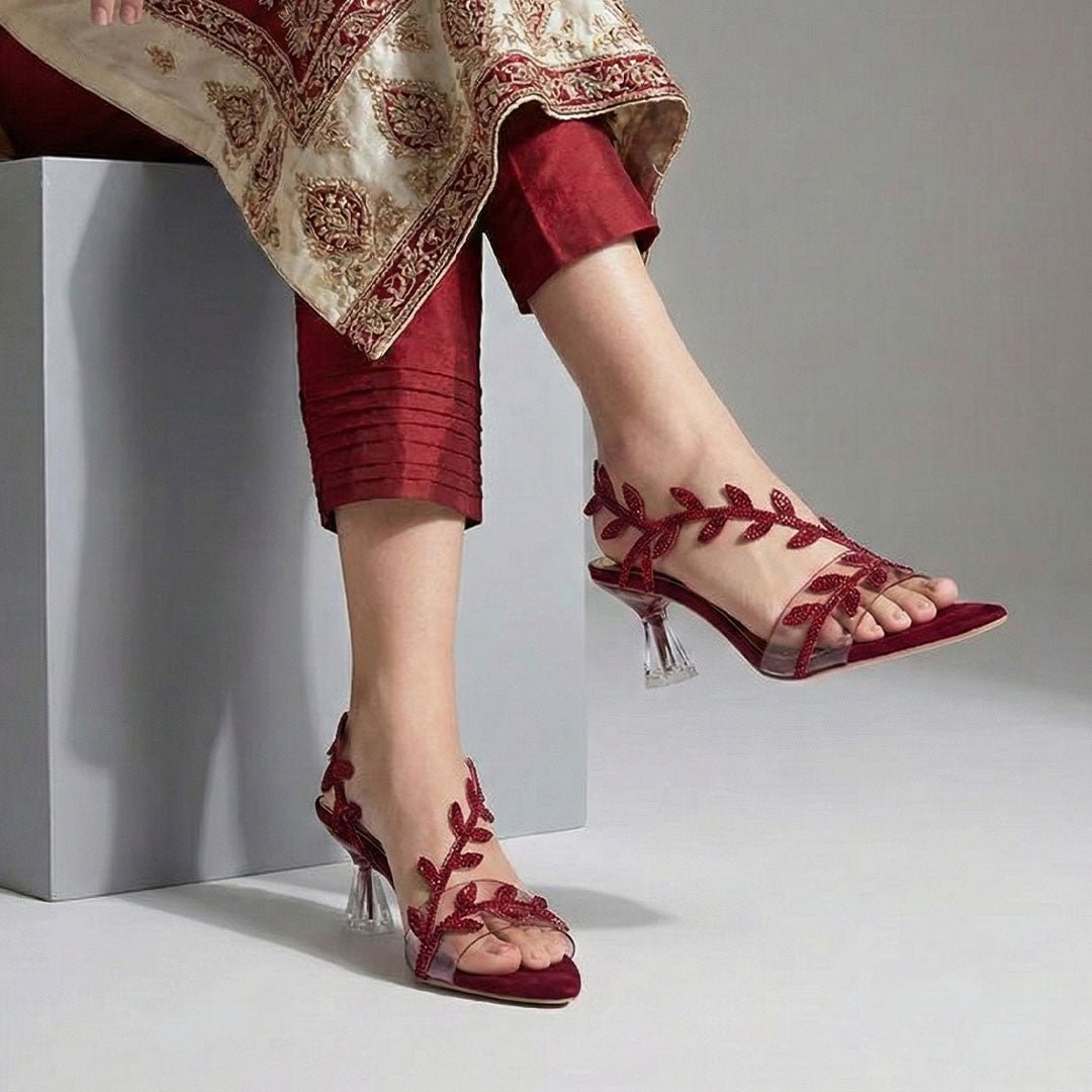 Crystal Leaf Red Hot Heels - Preego