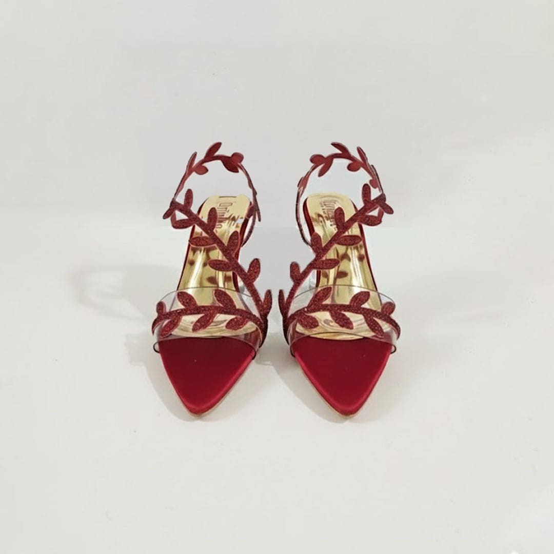 Crystal Leaf Red Hot Heels - Preego