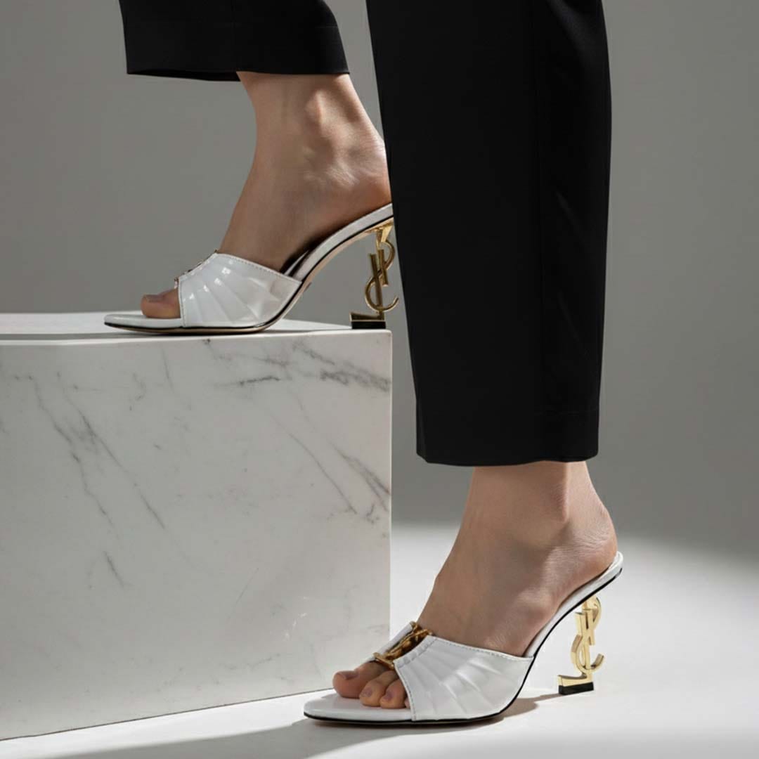 Iconic YSL Open Mules – White Edition - Preego