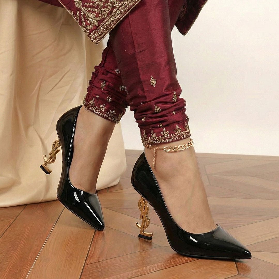 YSL Gloss Noir Heels - Preego