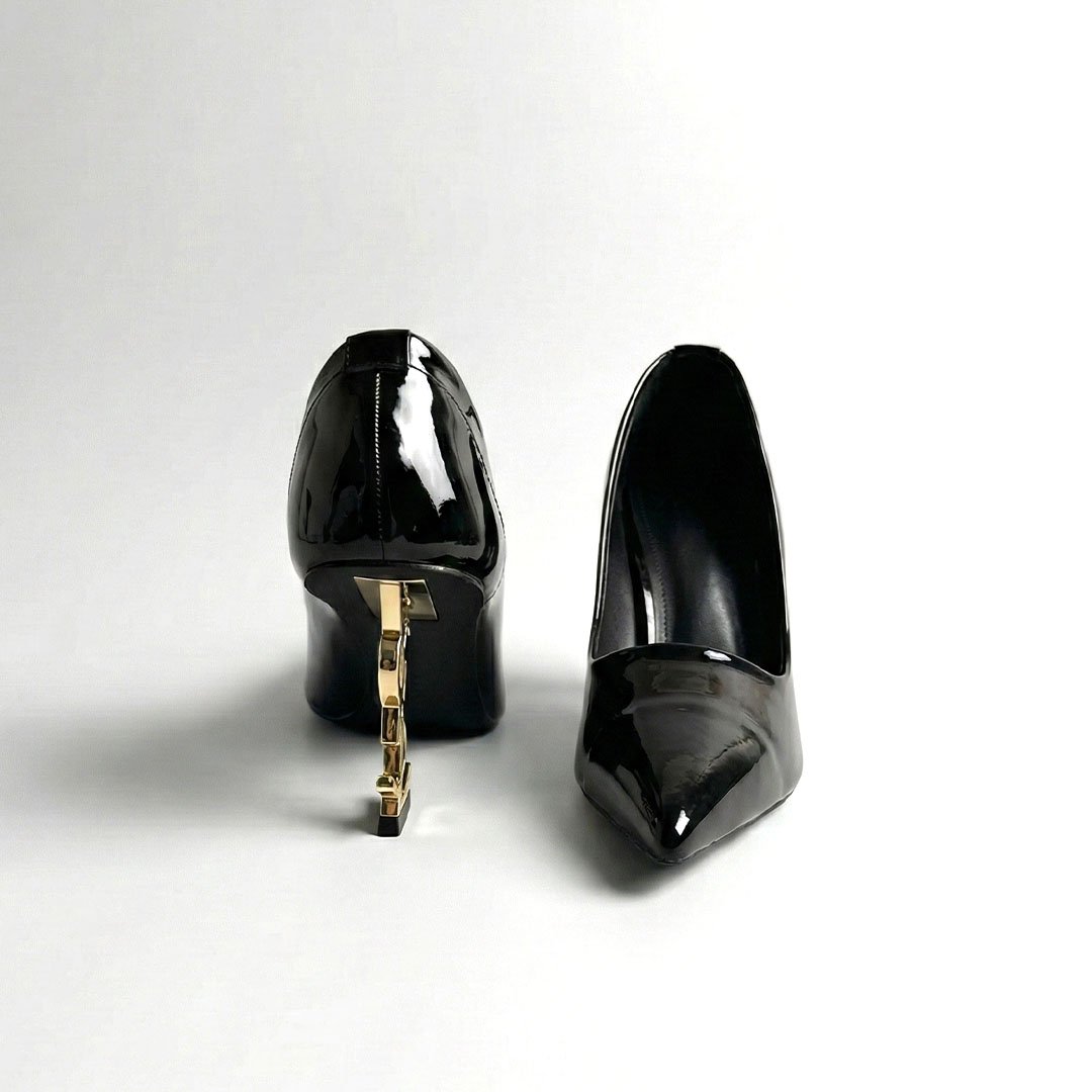 YSL Gloss Noir Heels - Preego