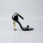 YSL Noir Iconic – Patent Strap Heels - Preego