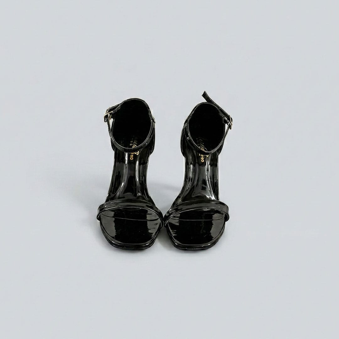 YSL Noir Iconic – Patent Strap Heels - Preego