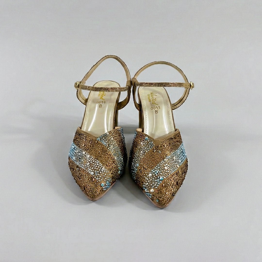 Zarmina Luxe – Antique Gold Bridal Heels - Preego