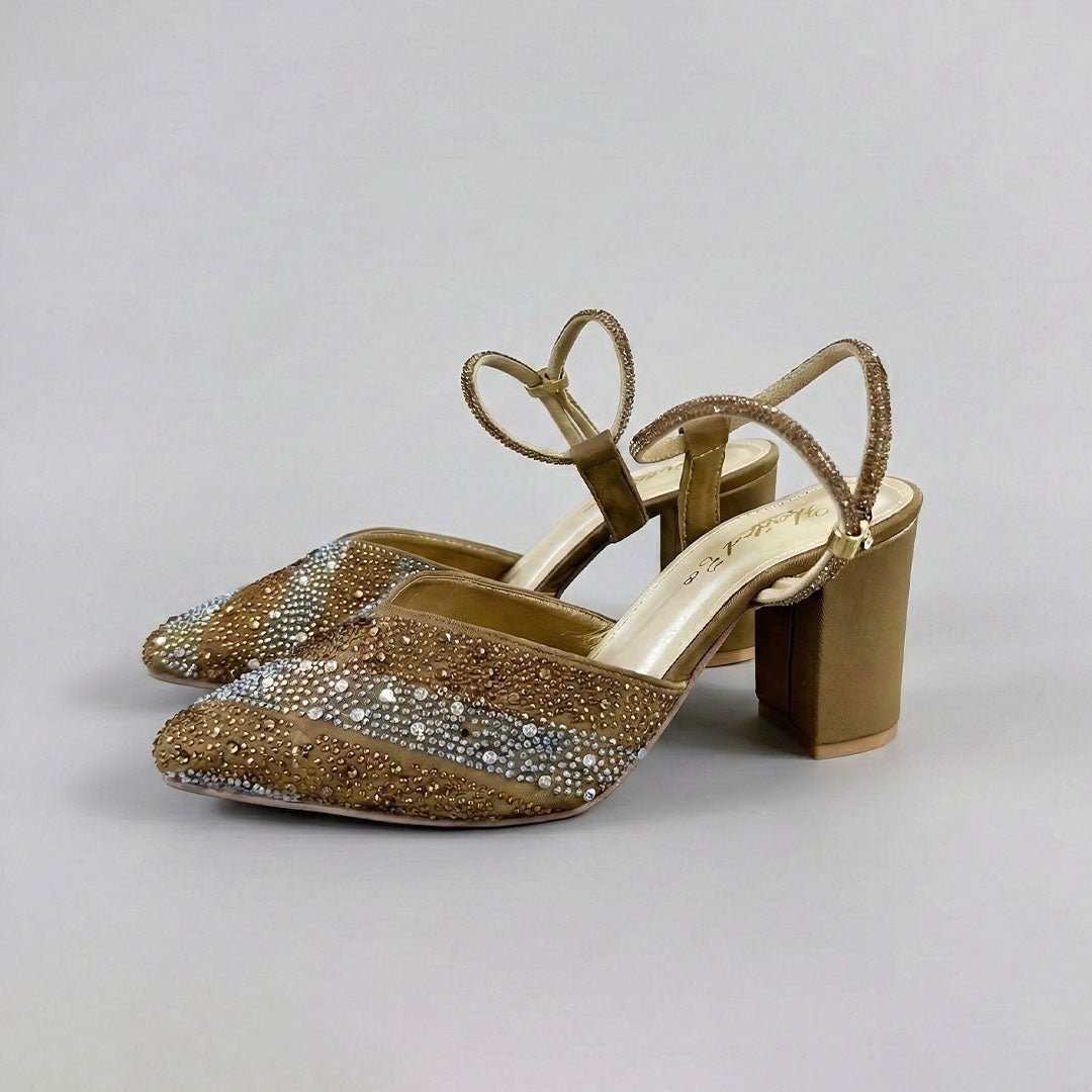 Zarmina Luxe – Antique Gold Bridal Heels - Preego