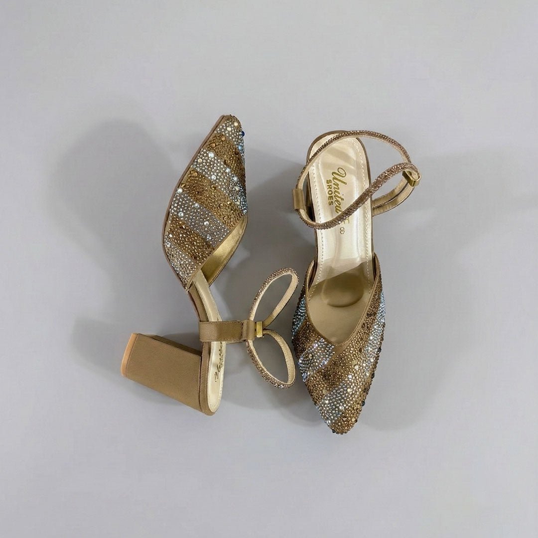 Zarmina Luxe – Antique Gold Bridal Heels - Preego